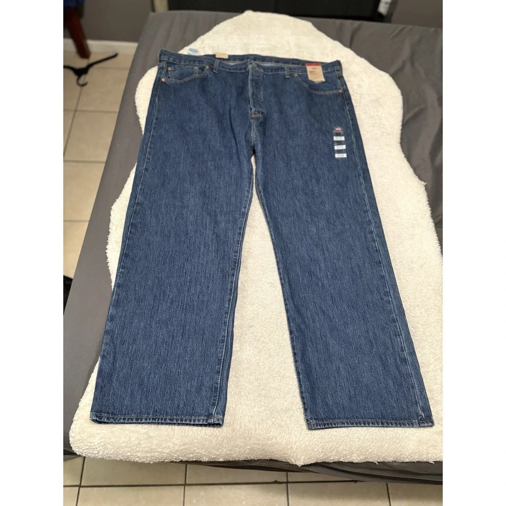 New Levi's 501 Original Straight Button Fly Blue Denim Jeans 48x32 B&T NWT Pants
